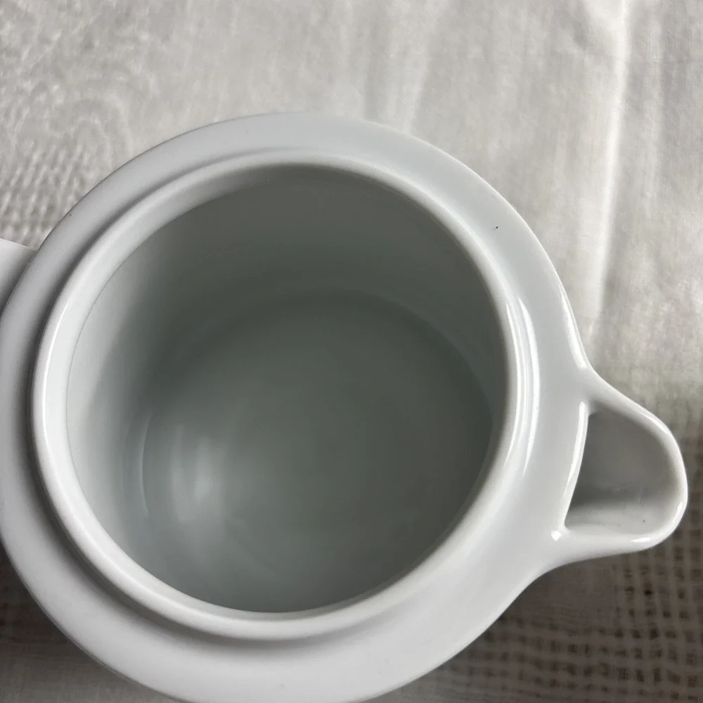 Dansk Cafe Blanc Creamer & Sugar Bowl w/ Lids Bright White Porcelain‎ NWOT